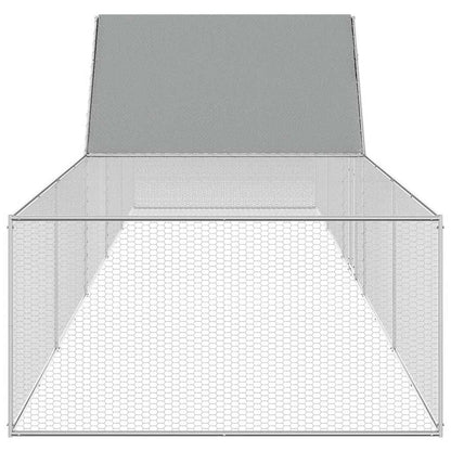 Chicken Coop Silver Galvanized Steel 32.8 x 6.6 x 6.6 ft Sturdy