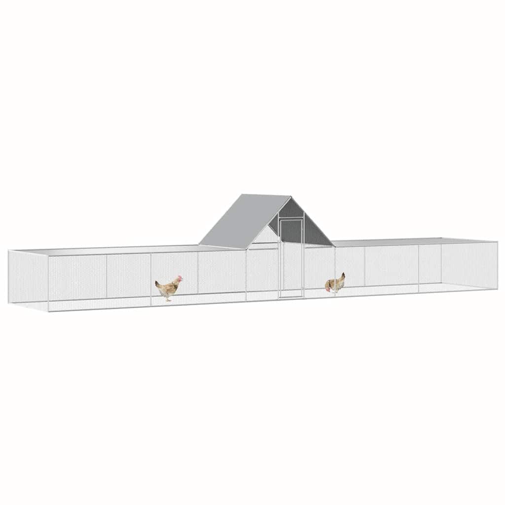 Chicken Coop Silver Galvanized Steel 32.8 x 6.6 x 6.6 ft Sturdy