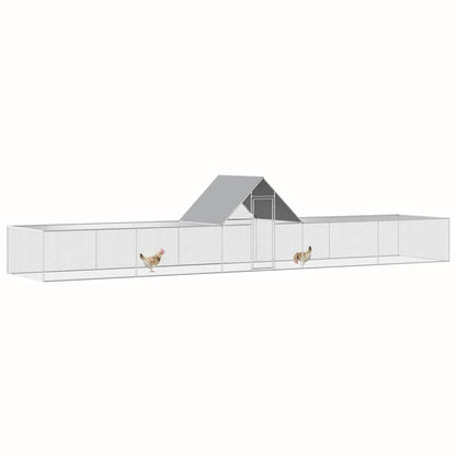 Chicken Coop Silver Galvanized Steel 32.8 x 6.6 x 6.6 ft Sturdy