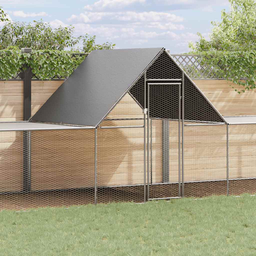 Chicken Coop Silver Galvanized Steel 32.8 x 6.6 x 6.6 ft Sturdy