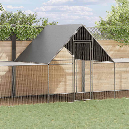Chicken Coop Silver Galvanized Steel 32.8 x 6.6 x 6.6 ft Sturdy