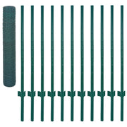 Wire Mesh Fence with Posts Steel 25x1 m Green