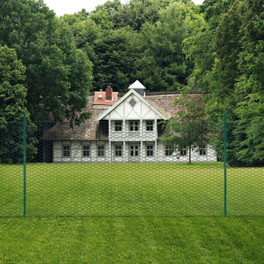 Wire Mesh Fence with Posts Steel 25x2 m Green