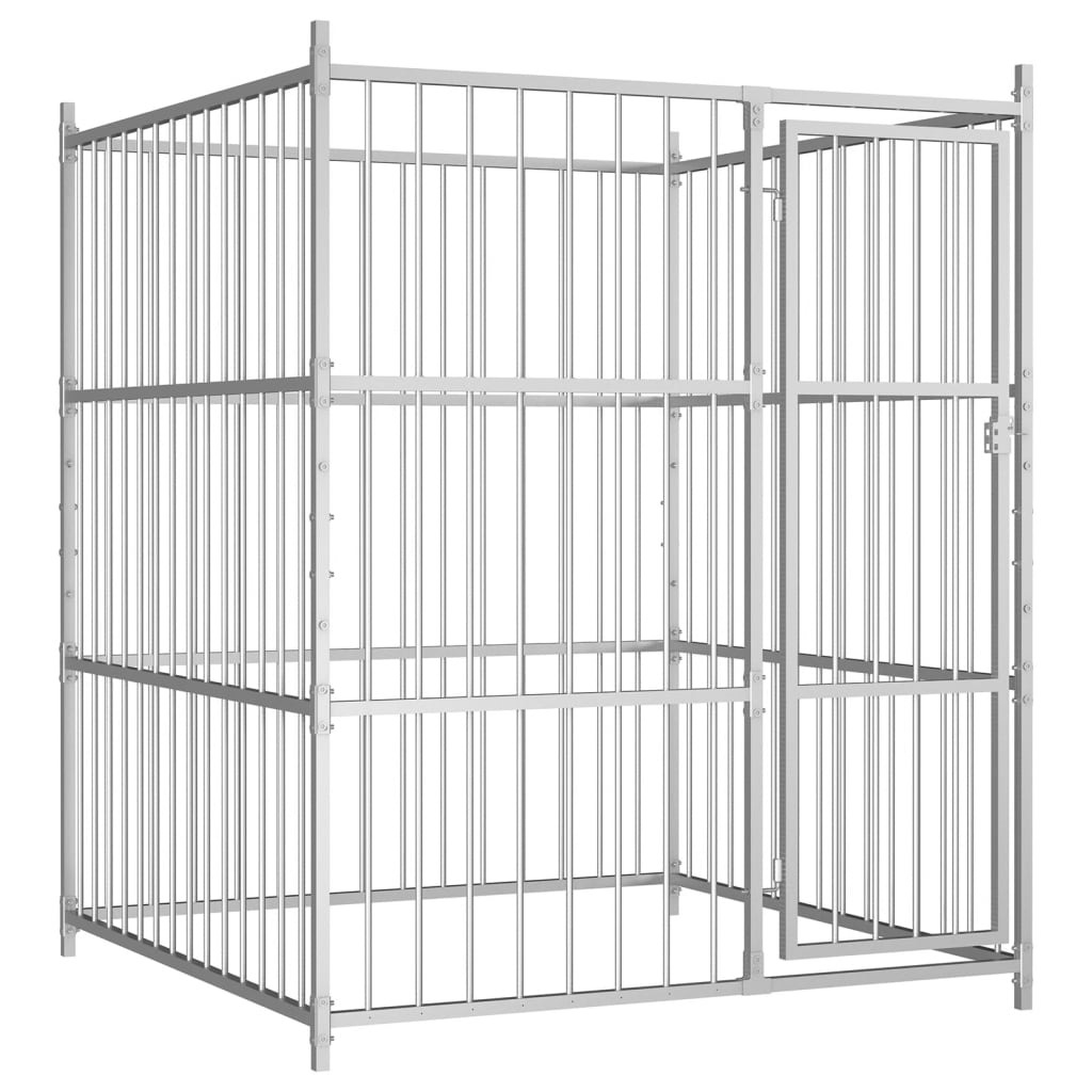 Dog Kennel | Silver | Galvanized Steel | 150x150x185 cm | Durable