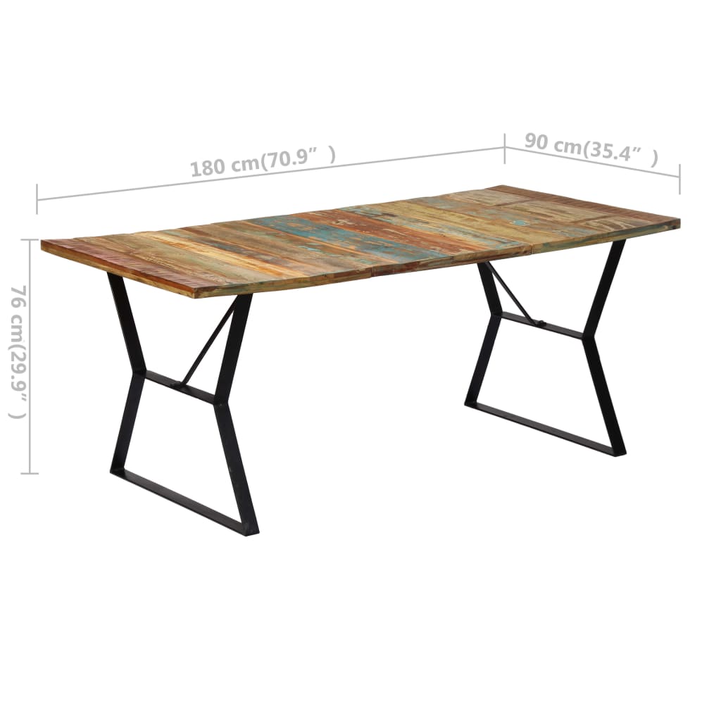 Dining Table 180x90x76 cm Solid Reclaimed Wood