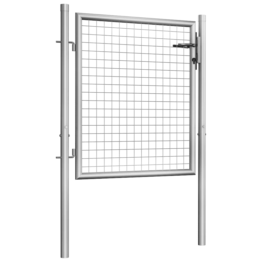 vidaXL Garden Gate Galvanised Steel 39.4x29.5" Silver