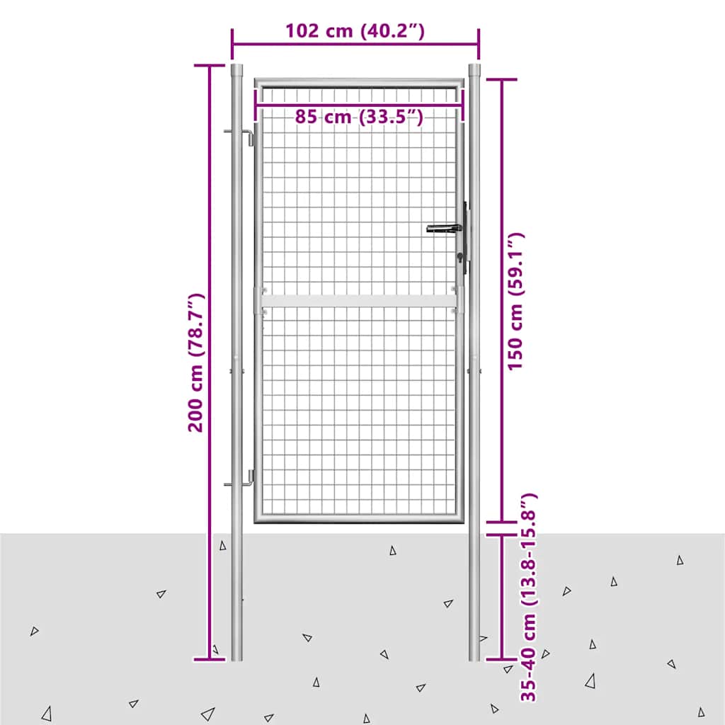 Garden Gate Galvanised Steel 39.4x59.1" Silver