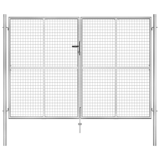 Garden Gate Galvanised Steel 306x175 cm Silver