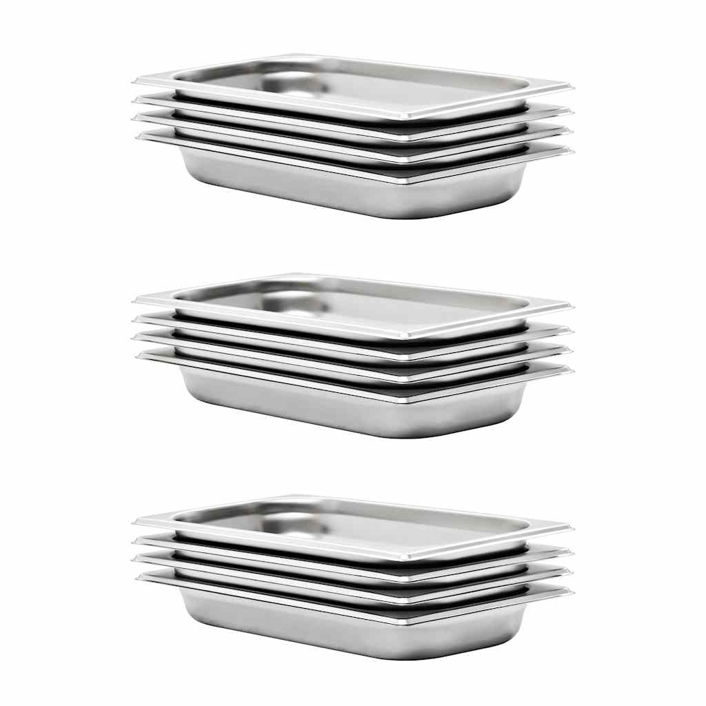 50893 vidaXL Gastronorm Containers 12 pcs GN 1/3 40 mm Stainless Steel