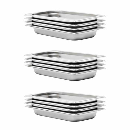 50893 vidaXL Gastronorm Containers 12 pcs GN 1/3 40 mm Stainless Steel