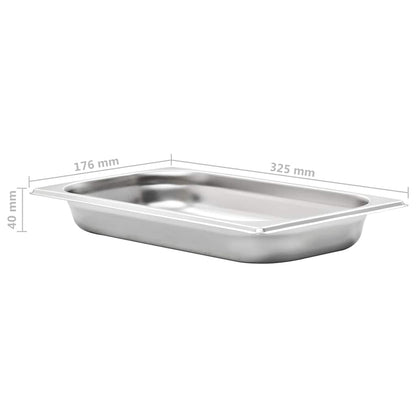 50893 vidaXL Gastronorm Containers 12 pcs GN 1/3 40 mm Stainless Steel