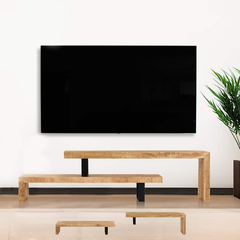 TV Stand | Natural Mango Wood | Solid Mango Wood, Wrought Iron | Medium