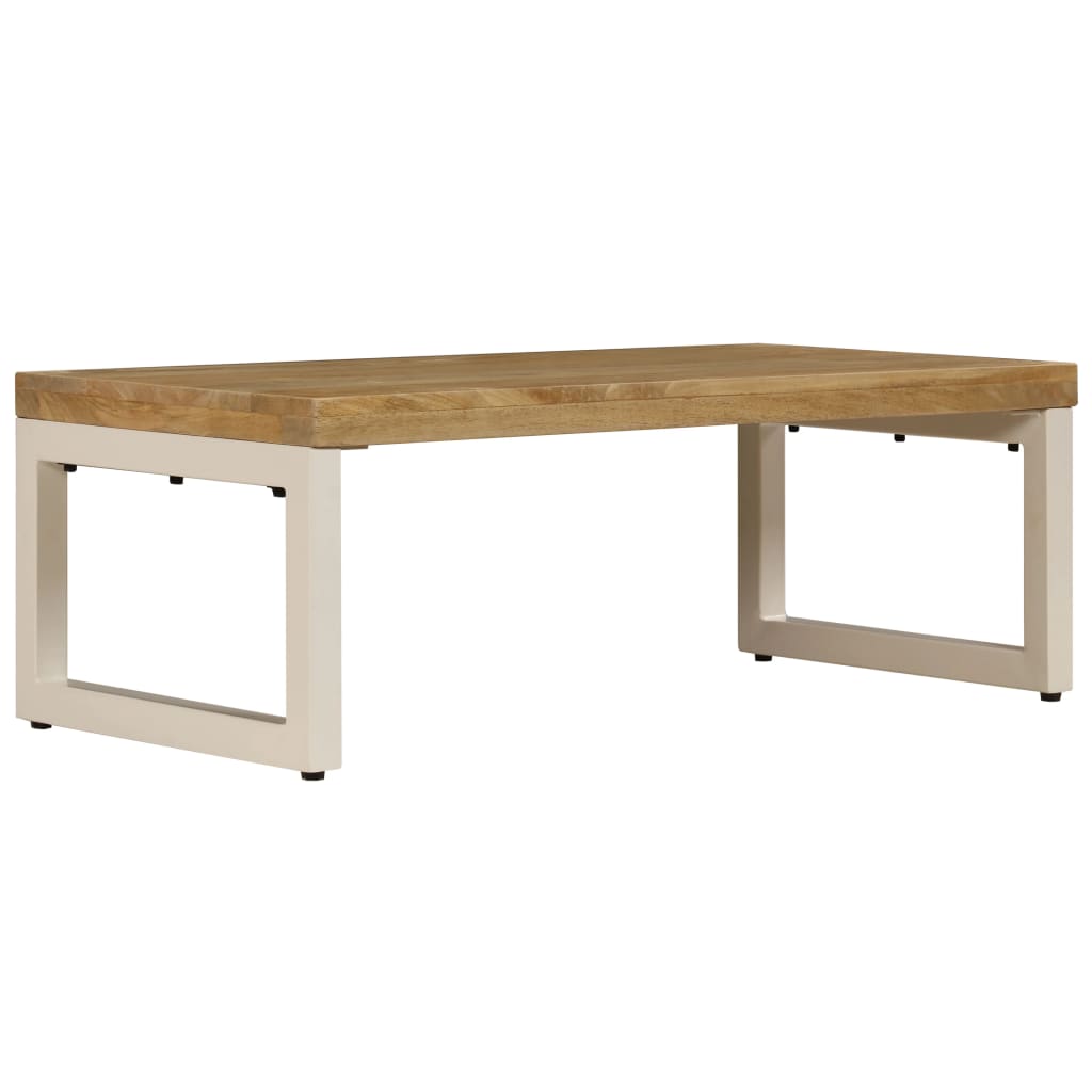 Coffee Table Natural wood and white steel Solid mango wood and steel
