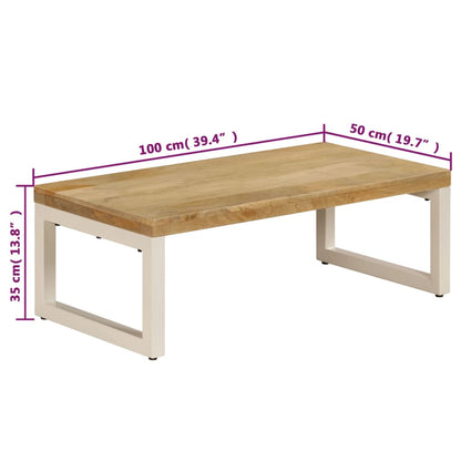 Coffee Table Natural wood and white steel Solid mango wood and steel