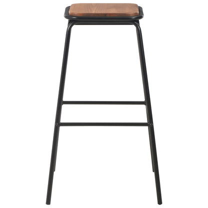 Bar Stools 2 pcs Black Solid Pinewood and Steel