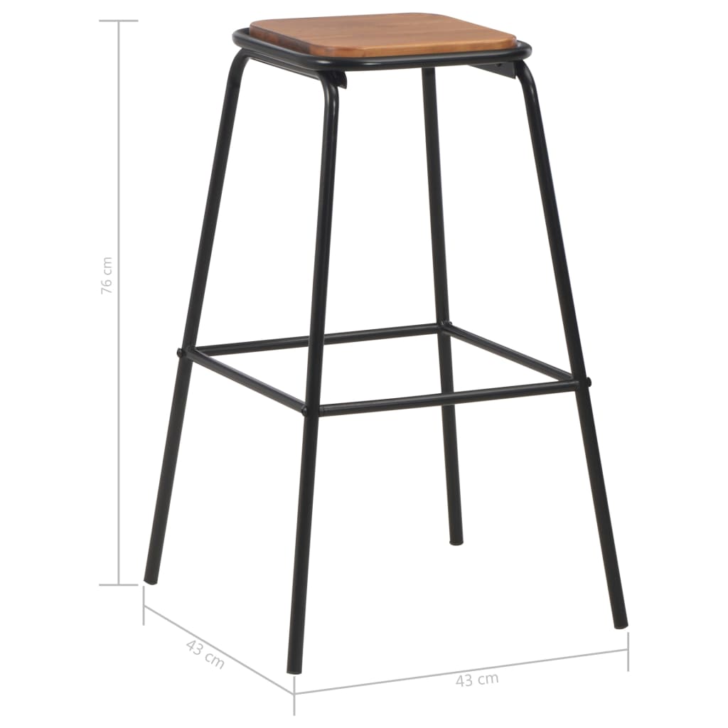 Bar Stools 2 pcs Black Solid Pinewood and Steel