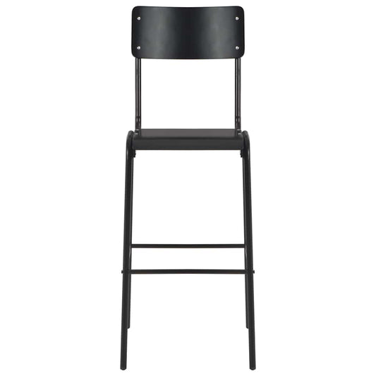 Bar Chairs 2 pcs Black Solid Plywood Steel