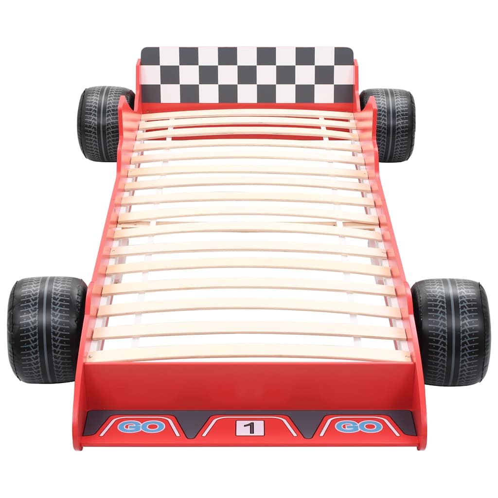Children's Bed | Red | MDF frame, wooden slats | 90x200cm | Cool Design
