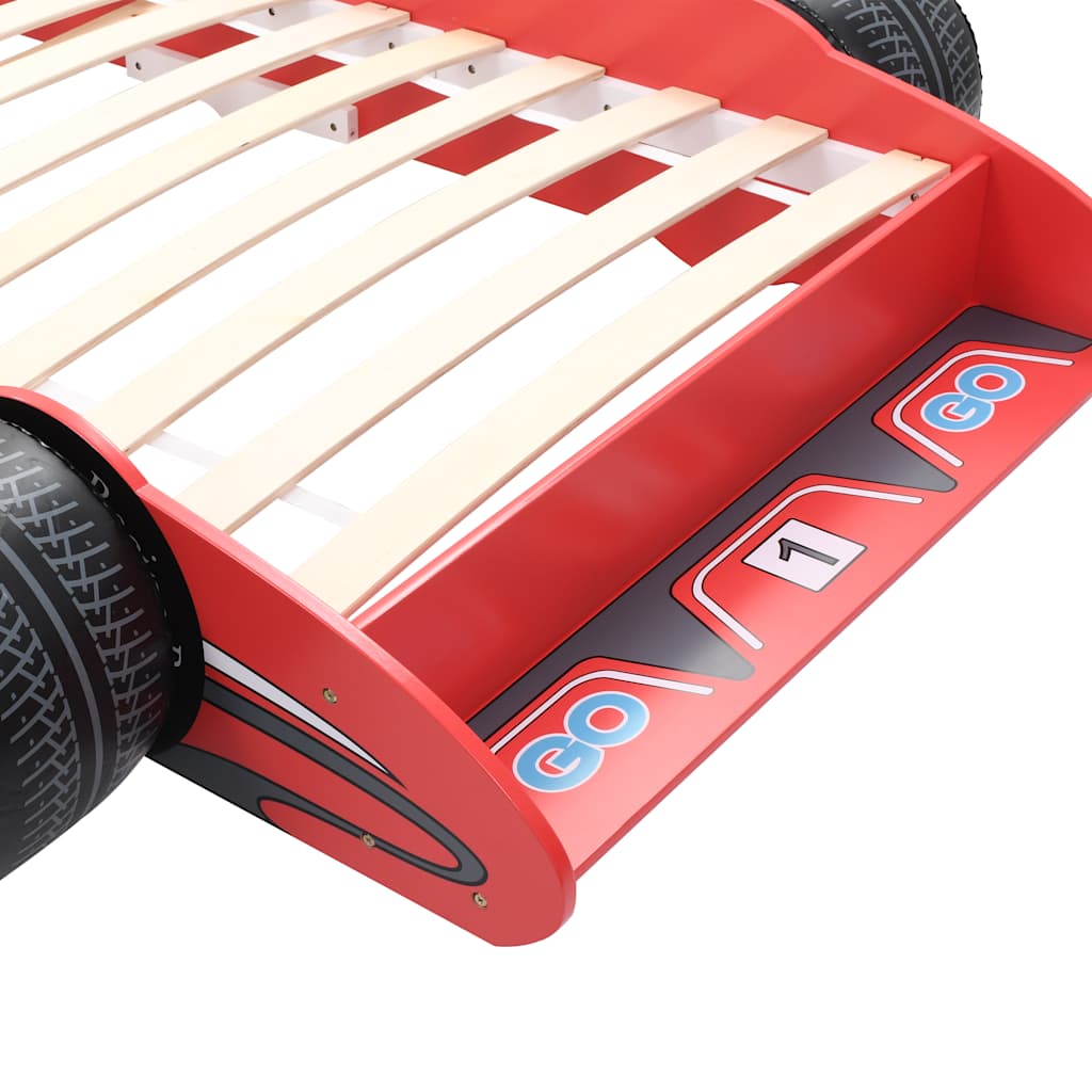 Children's Bed | Red | MDF frame, wooden slats | 90x200cm | Cool Design