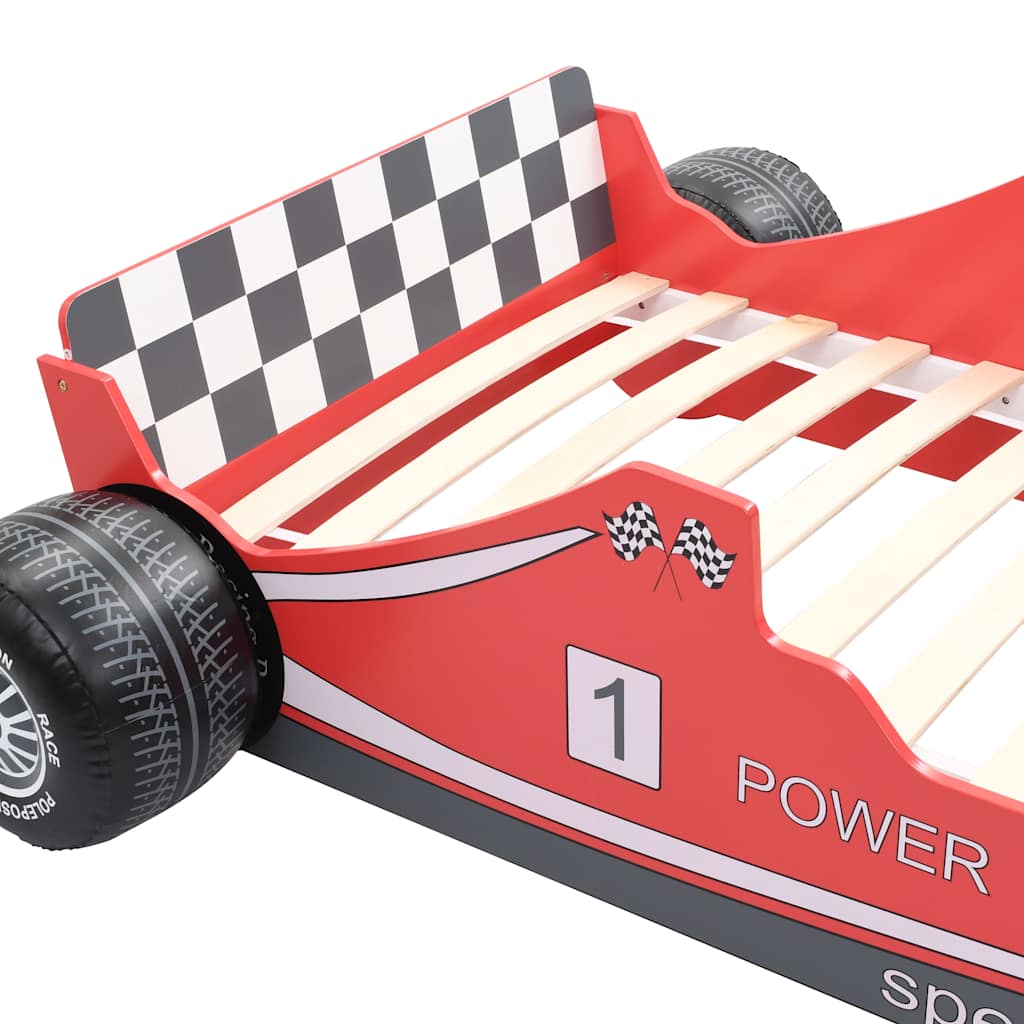 Children's Bed | Red | MDF frame, wooden slats | 90x200cm | Cool Design