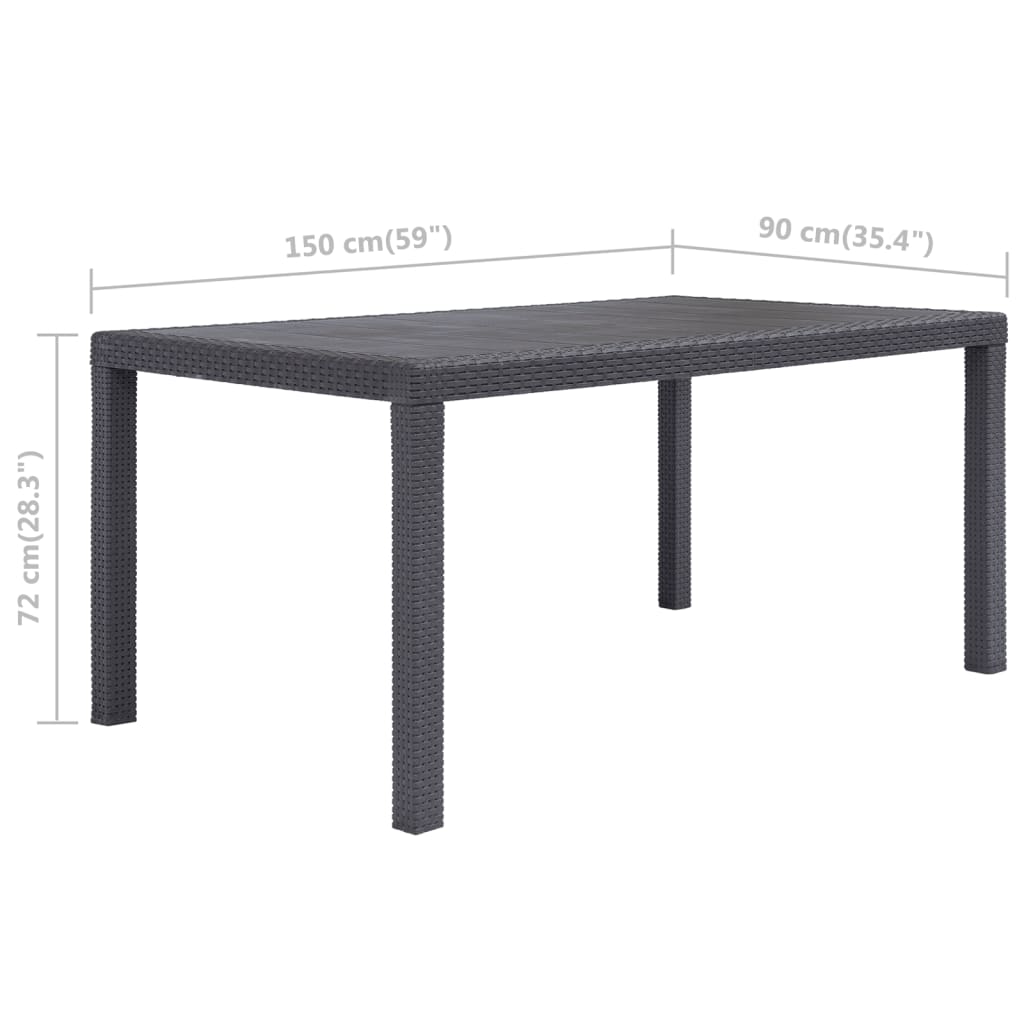 Garden Table Brown Plastic 59.1 x 35.4 x 28.3 in Durable