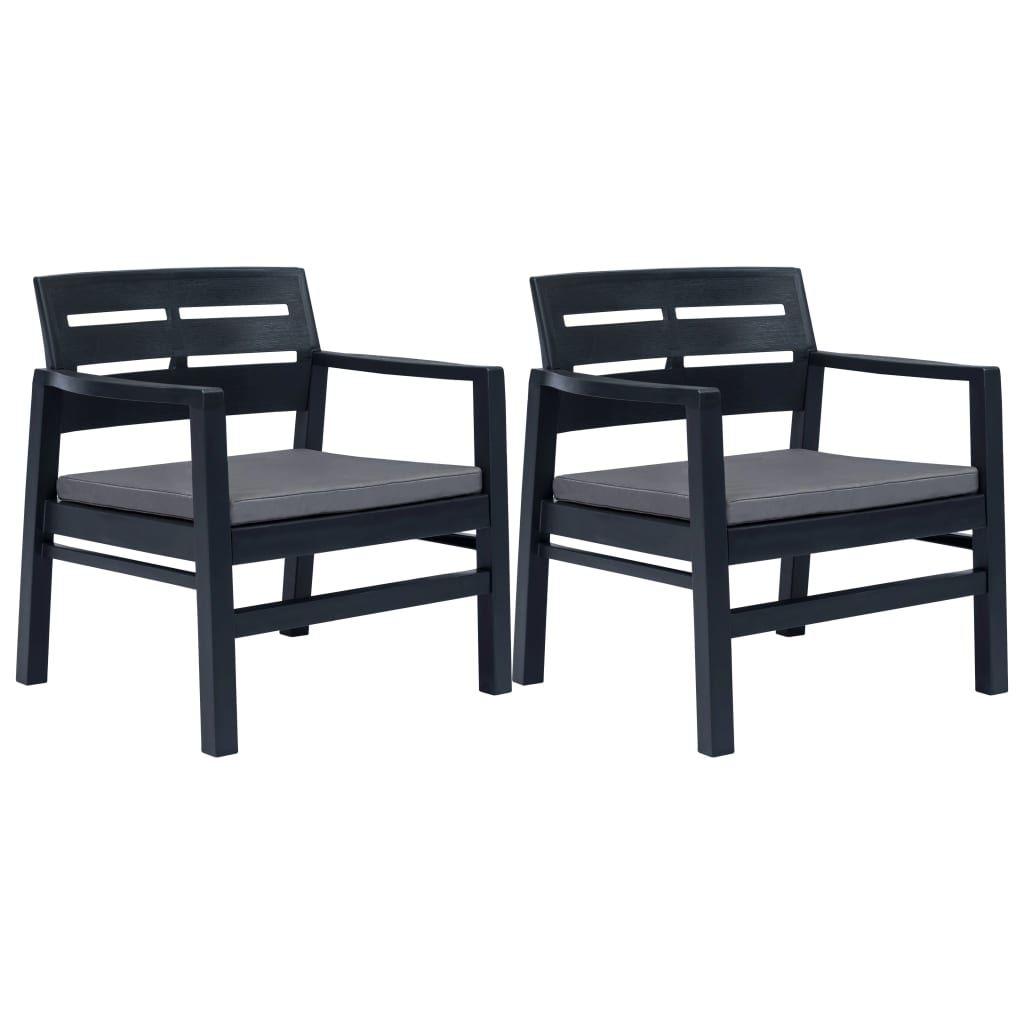 3 Piece Patio Lounge Set Plastic Anthracite