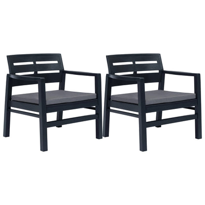 3 Piece Patio Lounge Set Plastic Anthracite