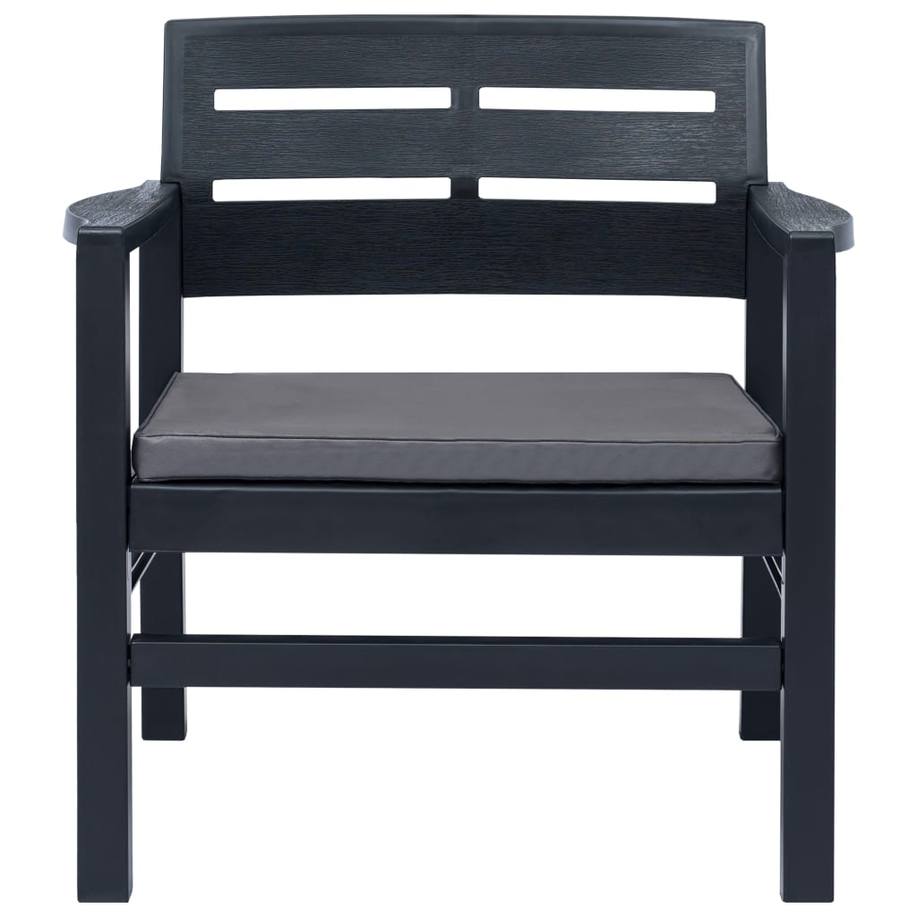 3 Piece Patio Lounge Set Plastic Anthracite