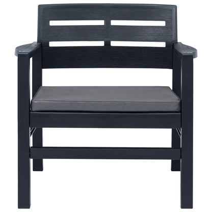 3 Piece Patio Lounge Set Plastic Anthracite