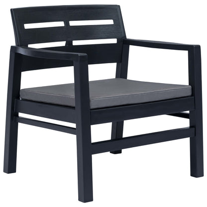 3 Piece Patio Lounge Set Plastic Anthracite