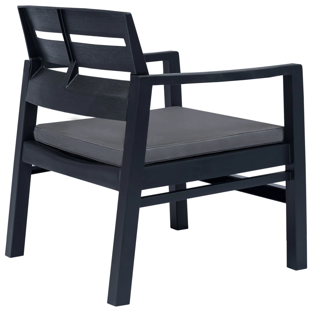 3 Piece Patio Lounge Set Plastic Anthracite