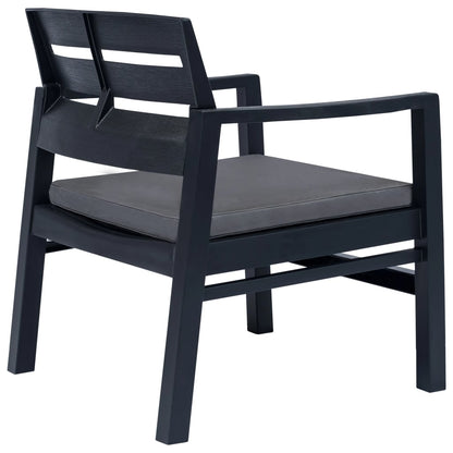3 Piece Patio Lounge Set Plastic Anthracite