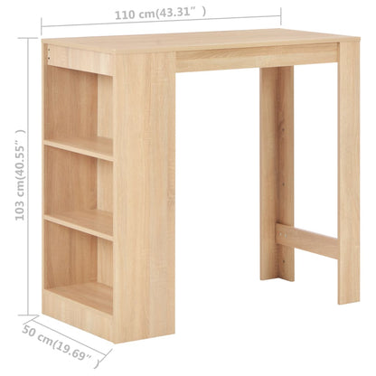 Bar Table with Shelf Oak 110x50x103 cm