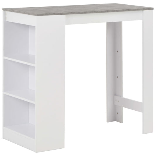 Bar Table | White with concrete colour table top | Engineered wood