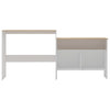 Bar Table with 2 Table Tops White and Oak 130x40x120 cm
