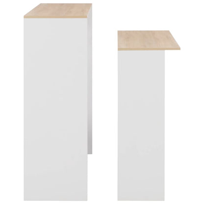 Bar Table with 2 Table Tops White and Oak 130x40x120 cm