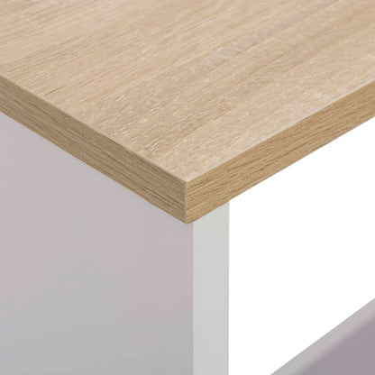 Bar Table with 2 Table Tops White and Oak 130x40x120 cm