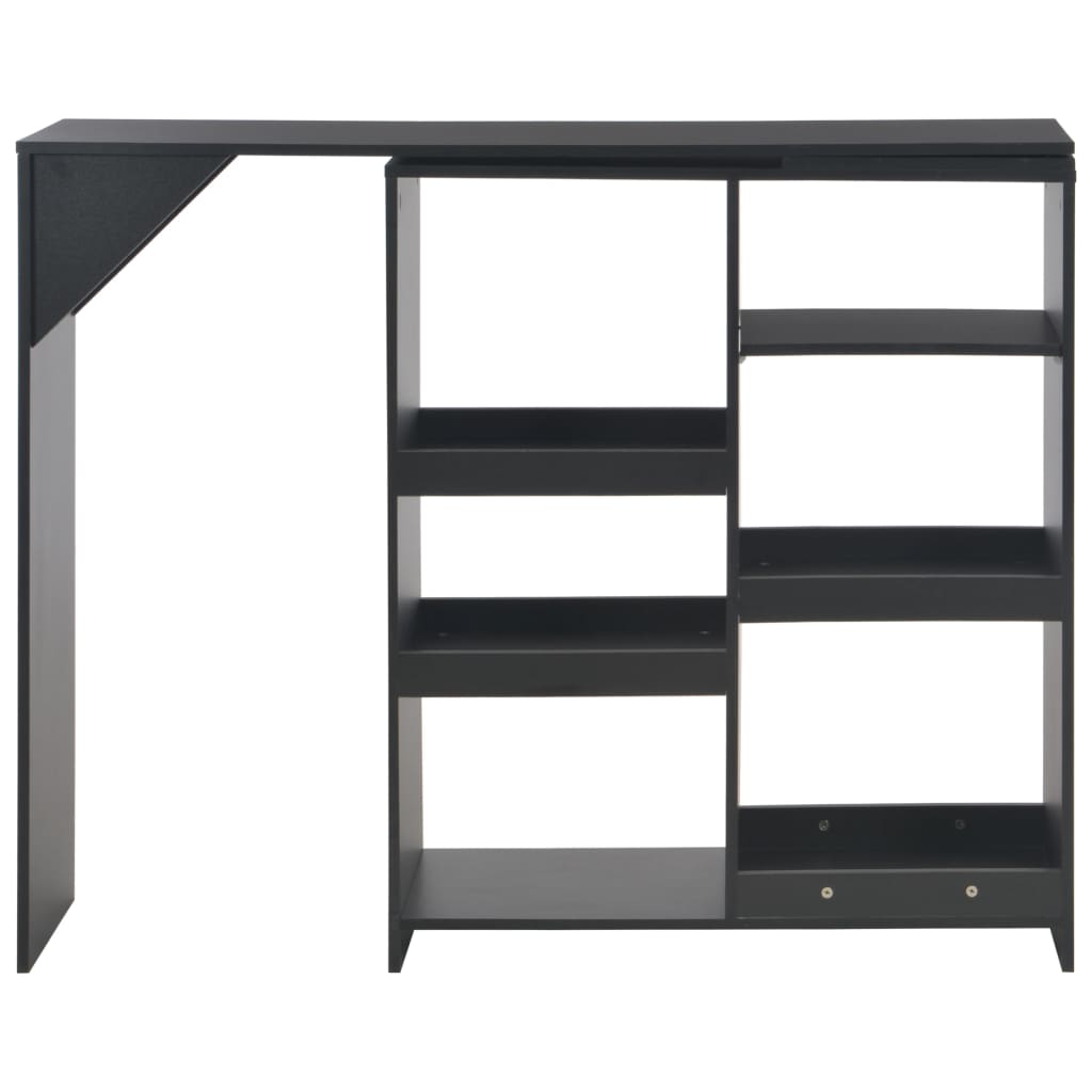 Bar Table with Moveable Shelf Black 138x39x110 cm