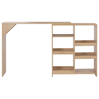 Bar Table with Moveable Shelf Oak 138x39x110 cm