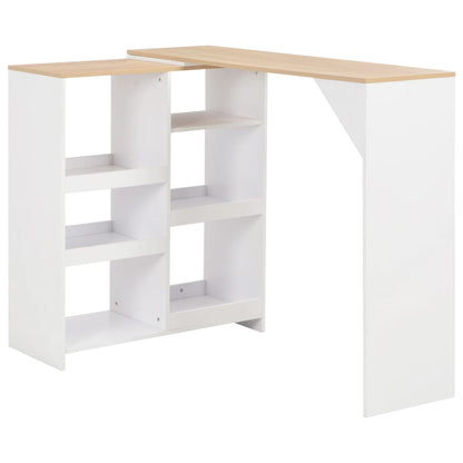 Bar Table with Moveable Shelf White 138x39x110 cm