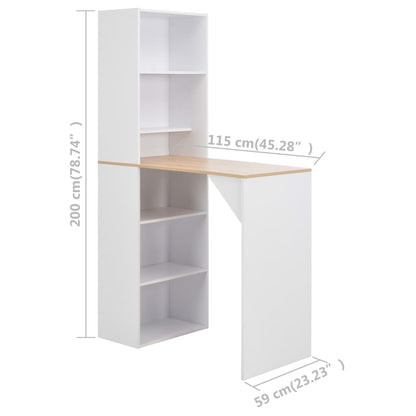 Bar Table White, Natural Engineered wood 45.3 x 23.2 x 78.7 in