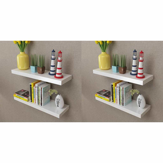 Wall Rack | Set of 4 | White | MDF with matte finish | 60 cm