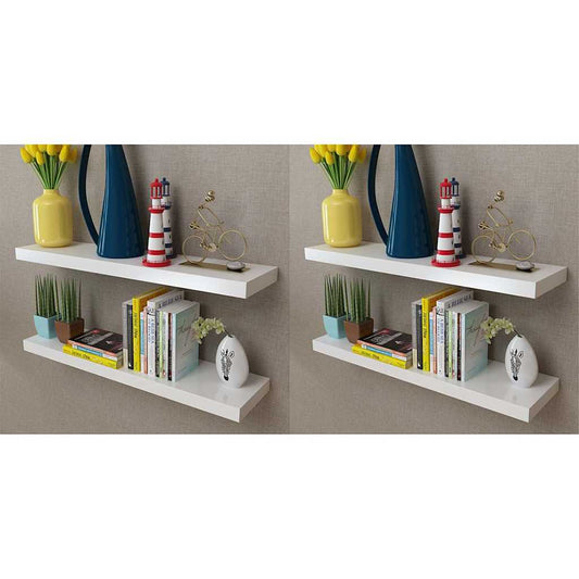Wall Rack | Set of 4 | White | MDF | 80 cm wide | Wall mounting