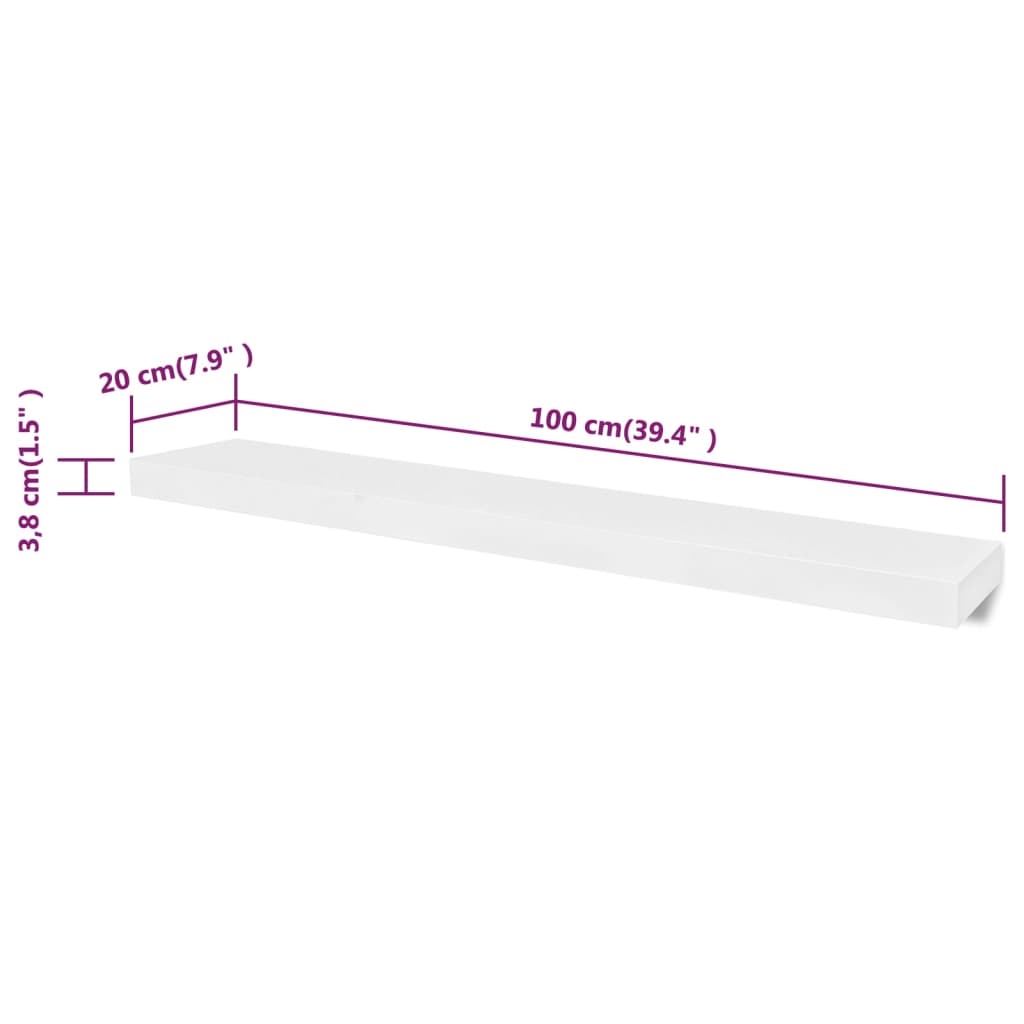 Wall Shelves 4 pcs White 100 cm