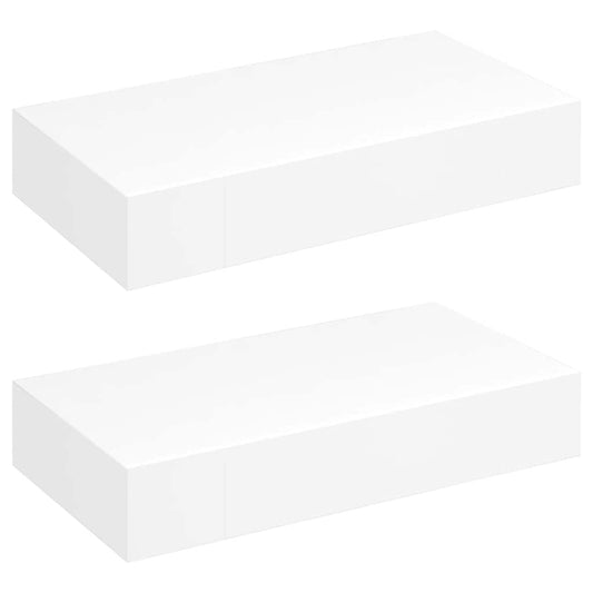Floating Wall Shelves with Drawers 2 pcs White 48 cm
