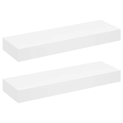 Floating Wall Shelves with Drawers 2 pcs White 80 cm