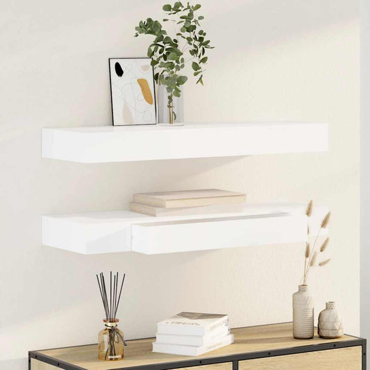 Wall Mounted Shelf | Set of 2 | White | MDF | 80 cm | Wall Mounted Shelf