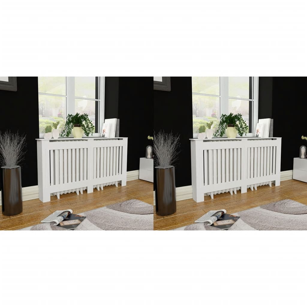 Radiator Covers 2 pcs White 152 cm Engineered Wood