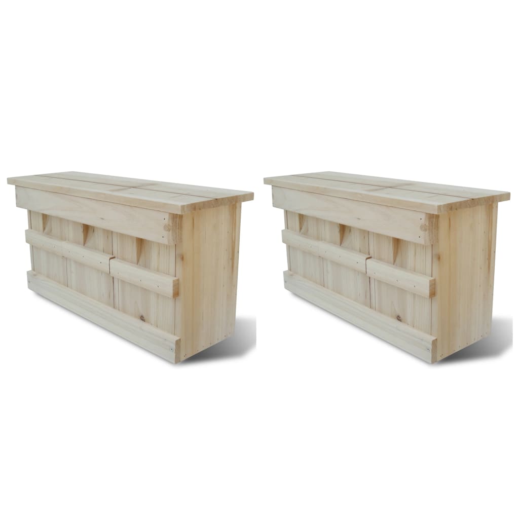 Nest Box | Set of 2 | Natural wood | Solid wood | 44x15.5x21.5 cm