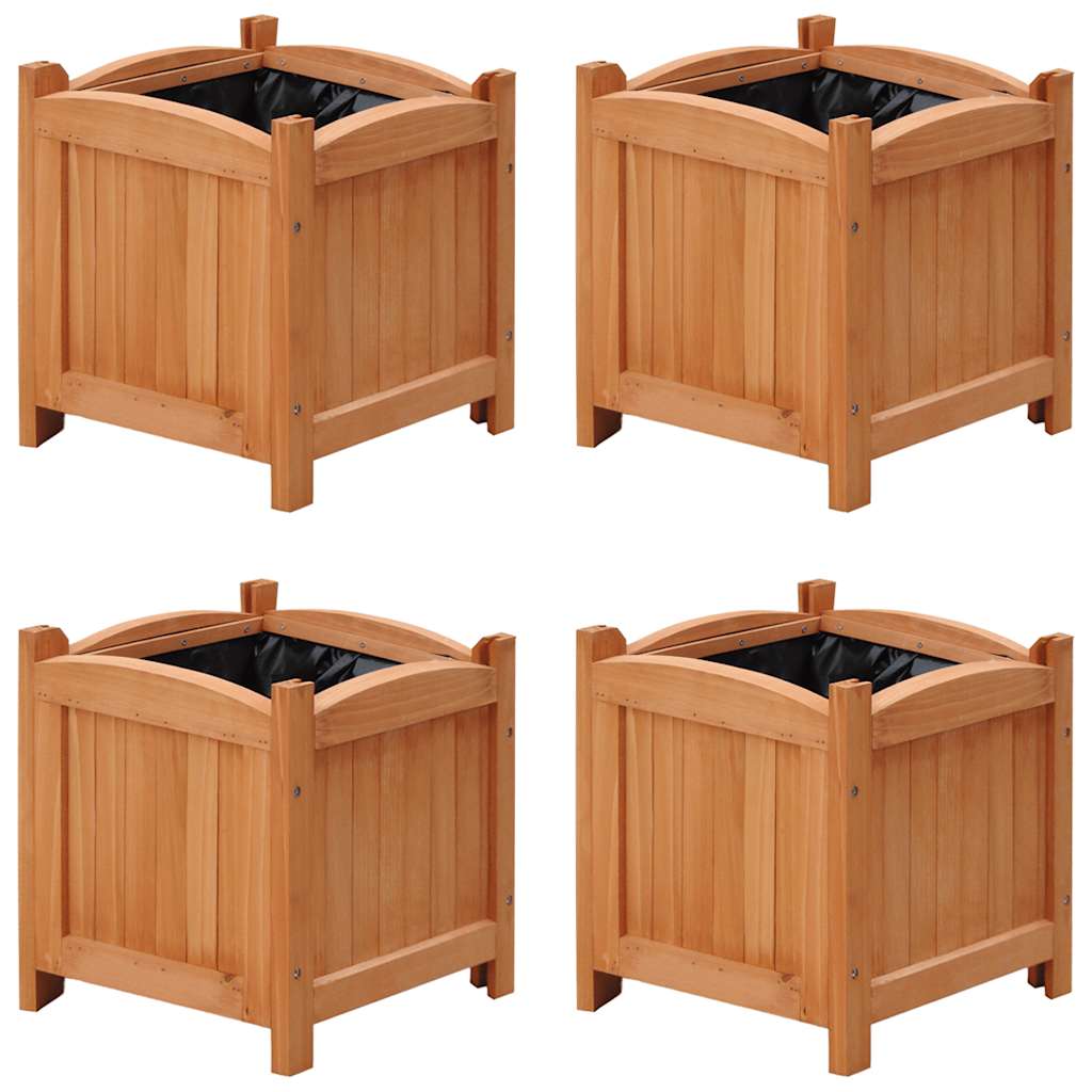 vidaXL Raised Bed Set of 4 Wooden Solid wood, PE lining 12x12x12 in